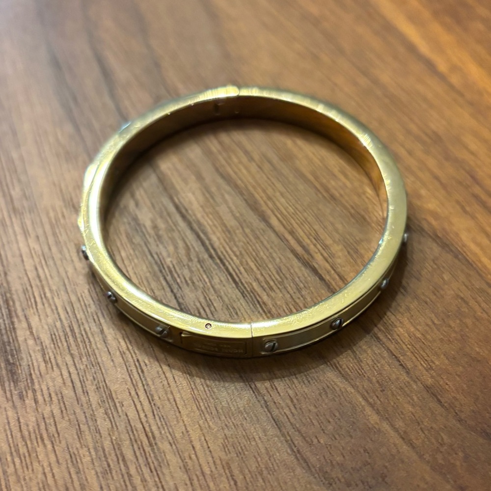 Henri Bendel Gold Bangle with Silver Studs - Picture 3 of 4